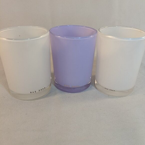 Rae Dunn 3 Set Makeup Junkie Brushes Glass Cup Holders Flawless White Purple - Picture 12 of 15